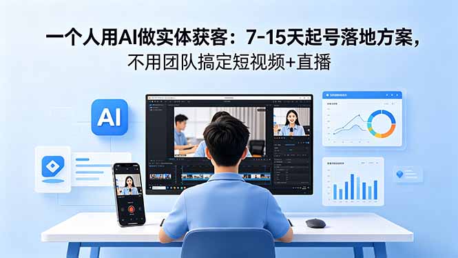 （18432期）一个人用AI做实体获客：7-15天起号落地方案，不用团队搞定短视频+直播 - 臻优资源网