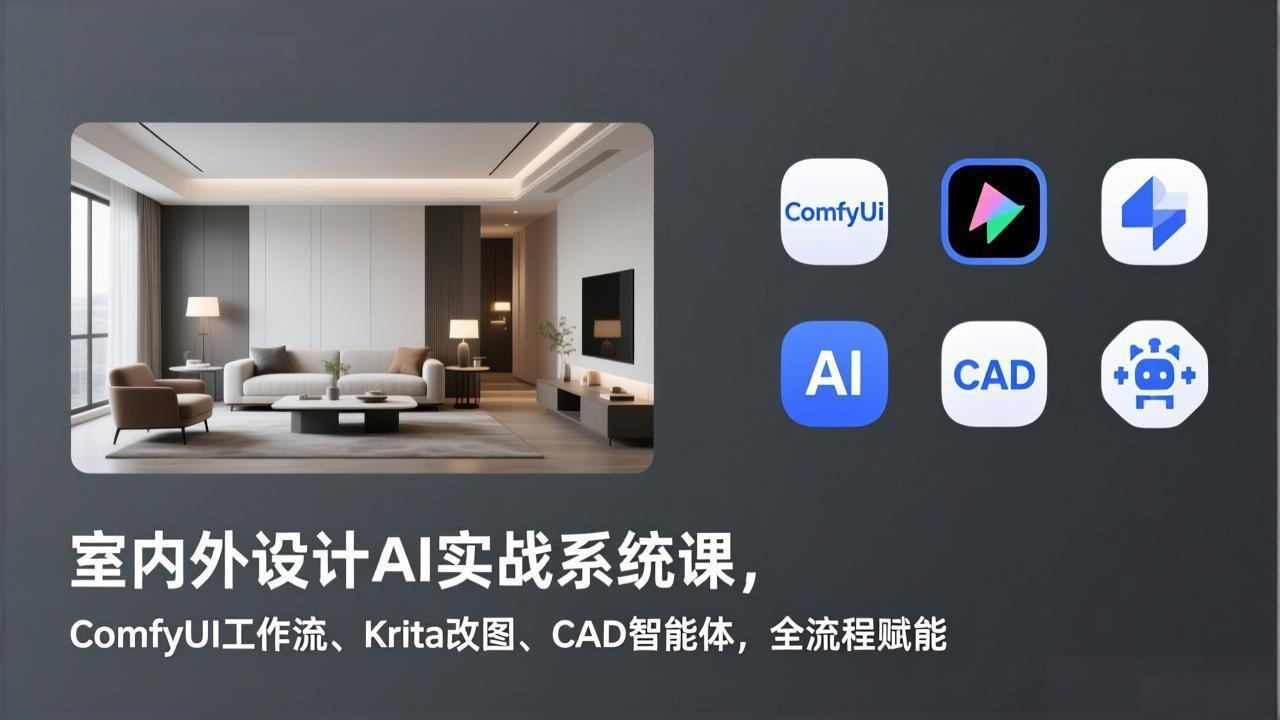 （17371期）室内外设计AI实战系统课，ComfyUI工作流、Krita改图、CAD智能体，全流程赋能 - 臻优资源网