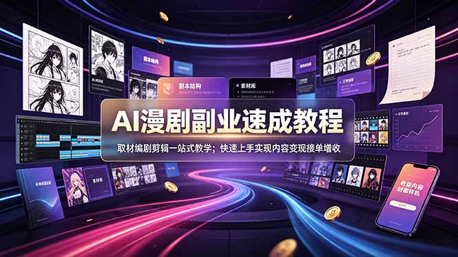 （19157期）AI漫剧副业速成教程，取材编剧剪辑一站式教学；快速上手实现内容变现接单增收 - 臻优资源网