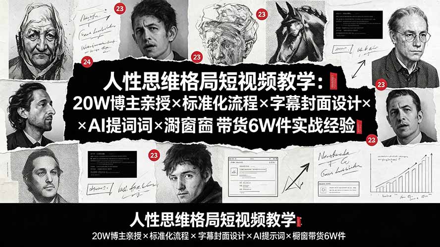 (19538期)人性思维格局短视频教学:20W博主亲授×标准化流程×字幕封面设计×AI提示词×橱窗带货6W件实战经验 - 臻优资源网