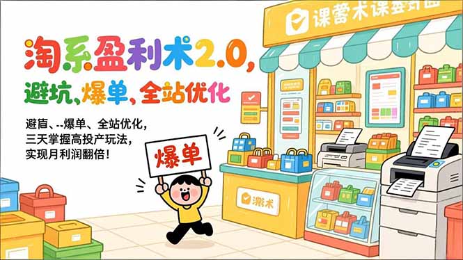 （17127期）淘系盈利术2.0，避坑、爆单、全站优化，三天掌握高投产玩法，实现月利润翻倍！ - 臻优资源网