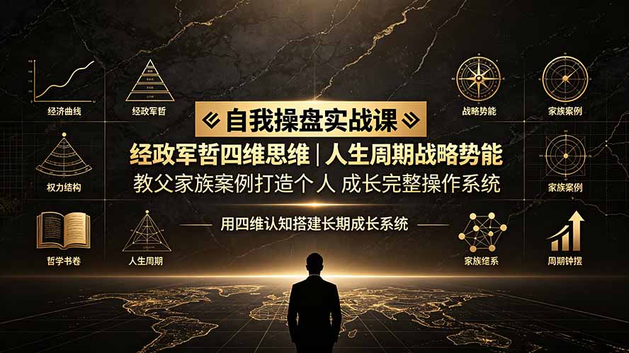 （19398期）自我操盘实战课：经政军哲四维思维｜人生周期战略势能｜教父家族案例打造个人成长完整操作系统 - 臻优资源网