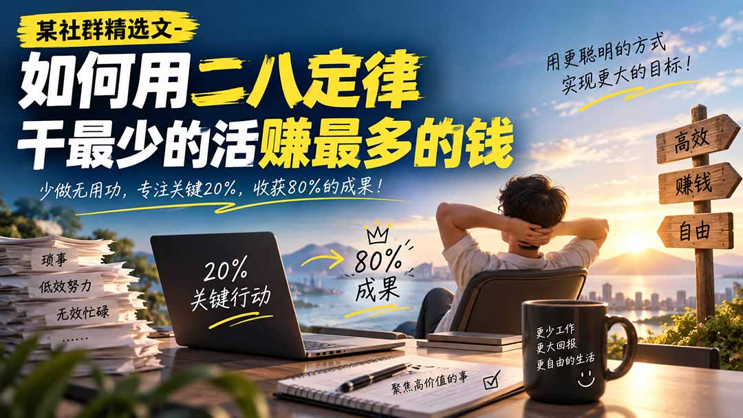 （20385期）某社群精选文-如何用二八定律干最少的活赚最多的钱 - 臻优资源网