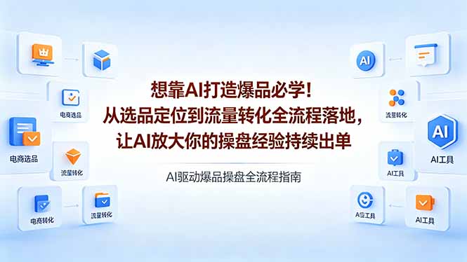 （18327期）想靠AI打造爆品必学！从选品定位到流量转化全流程落地，让AI放大你的操盘经验持续出单 - 臻优资源网