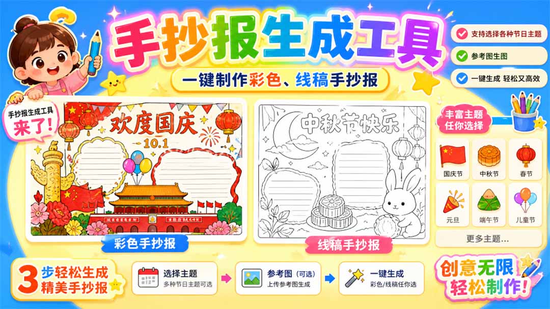 （20265期）手抄报批量生成工具来了，完全免费，告别豆包生图，这个高清无水印 - 臻优资源网