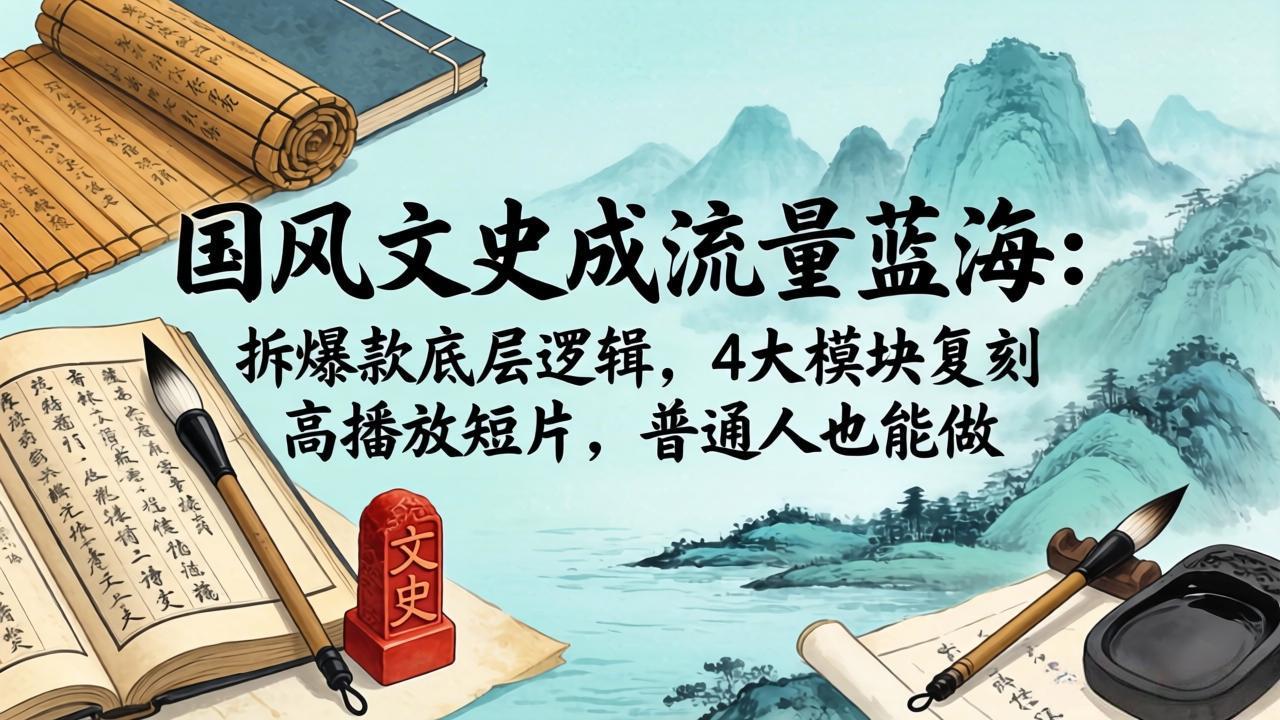 （18227期）国风文史成流量蓝海：拆爆款底层逻辑，4大模块复刻高播放短片，普通人也能做 - 臻优资源网