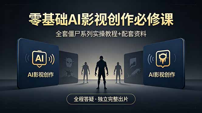 （18185期）零基础AI影视创作必修课，全套僵尸系列实操教程加配套资料，全程答疑带你独立完整出片 - 臻优资源网