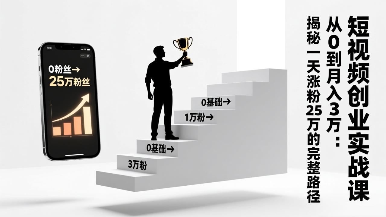 （17221期）短视频创业实战课：从0到月入3万：揭秘一天涨粉25万的完整路径 - 臻优资源网