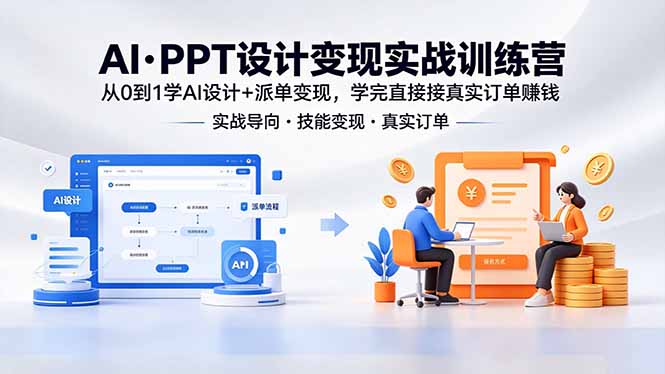 （18458期）AI·PPT设计变现实战训练营，从0到1学AI设计+派单变现，学完直接接真实订单赚钱 - 臻优资源网