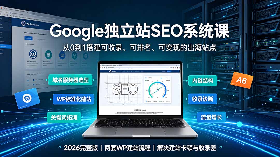 （19426期）Google独立站SEO-7月系统课：出海基建×WordPress建站×AI内容生产×站内外优化×Search Console×AdSense变现 - 臻优资源网