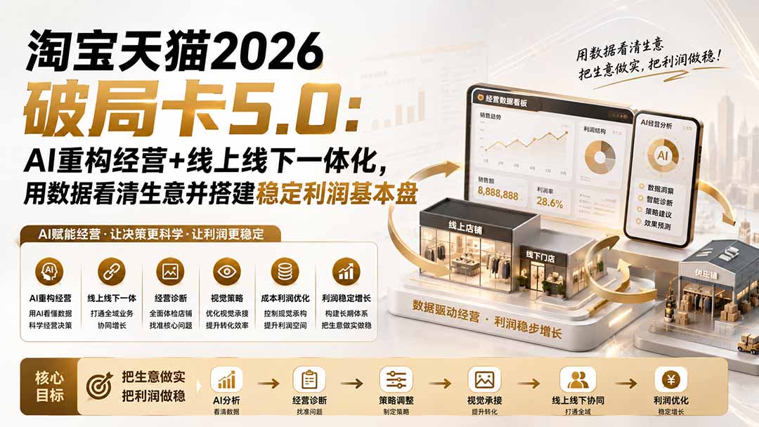 （20026期）淘宝天猫2026破局卡5.0：AI重构经营+线上线下一体化，用数据看清生意并搭建稳定利润基本盘（修复） - 臻优资源网