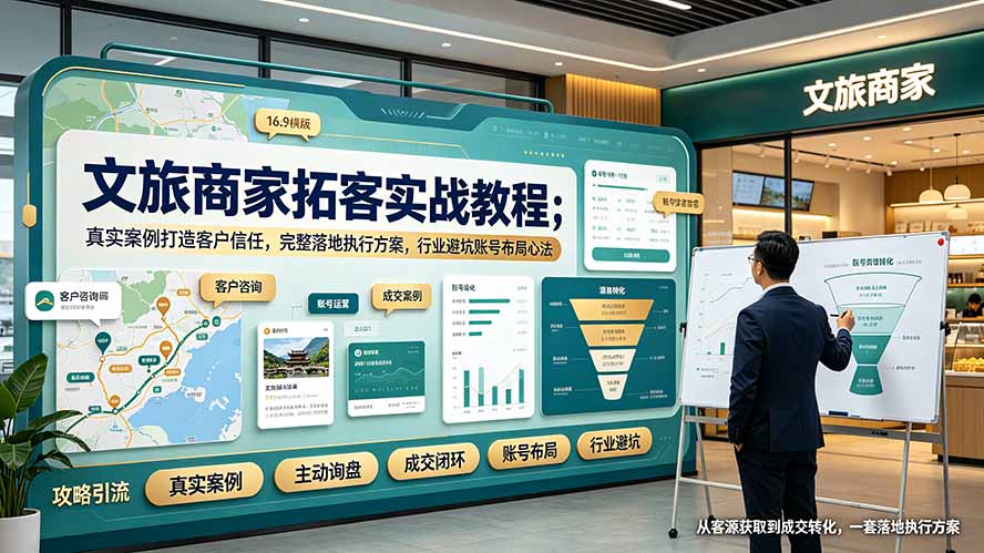 （19273期）文旅商家拓客实战教程；真实案例打造客户信任，完整落地执行方案，行业避坑账号布局心法 - 臻优资源网