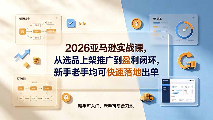 （19467期）2026亚马逊实战课，从选品上架推广到盈利闭环，新手老手均可快速落地出单 - 臻优资源网