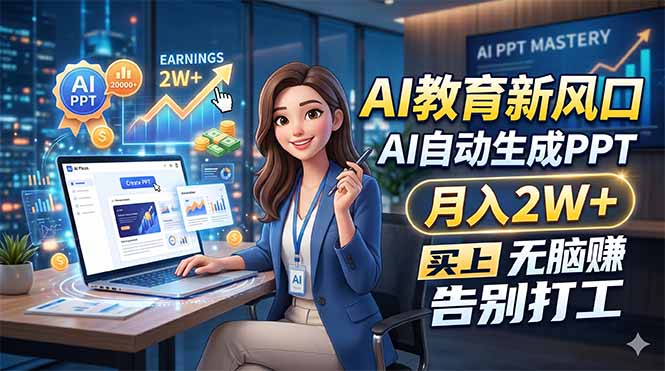 （18330期）AI教育新风口，AI自动生成PPT，月入2W+，无脑赚，告别打工 - 臻优资源网