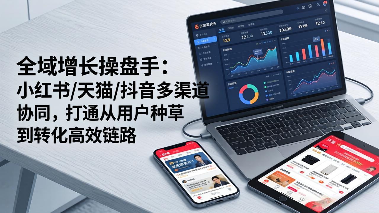 （17605期）全域增长操盘手：小红书/天猫/抖音多渠道协同，打通从用户种草到转化高效链路 - 臻优资源网