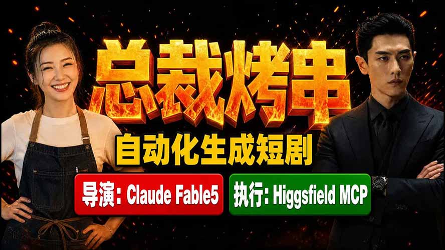 （19541期）《总裁烤串》真人短剧全自动诞生！Claude Fable5 当导演，Higgsfield MCP 执行！ - 臻优资源网