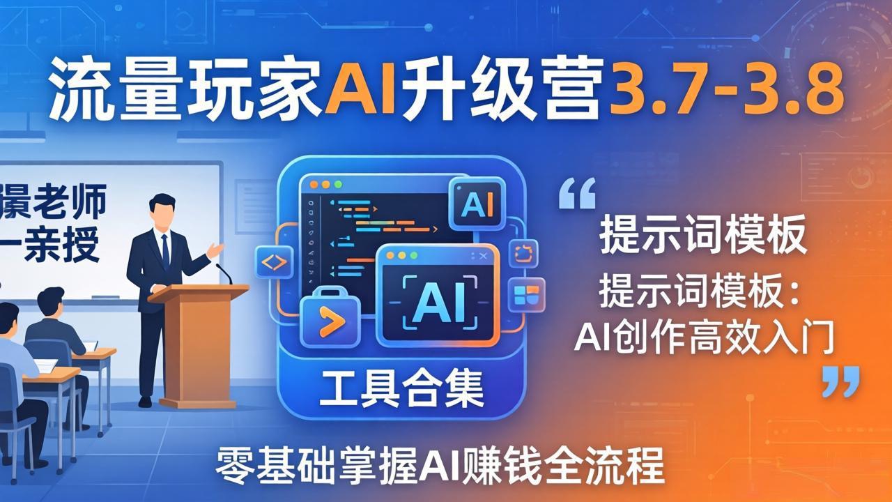 （18022期）流量玩家AI升级营3.7-3.8全套资料：多老师亲授+工具合集+提示词模板，零基础掌握AI赚钱全流程 - 臻优资源网
