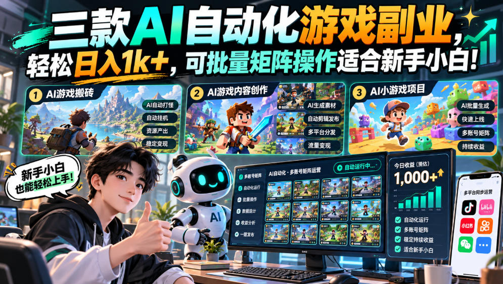 （20699期）三款长期稳定AI自动化游戏，日入千元，毫无保留的全部教给你！ - 臻优资源网