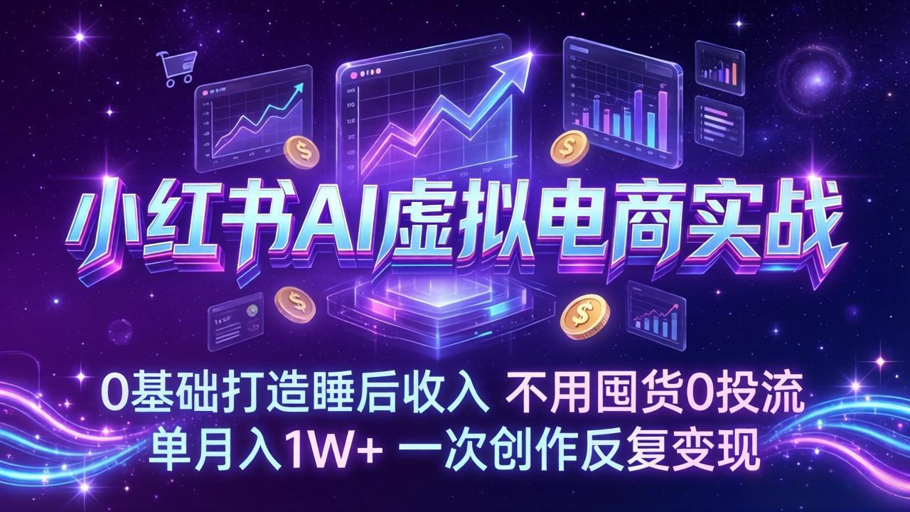（17607期）小红书AI虚拟电商实战：0基础打造睡后收入，不用囤货0投流，单月入1W+，一次创作反复变现 - 臻优资源网