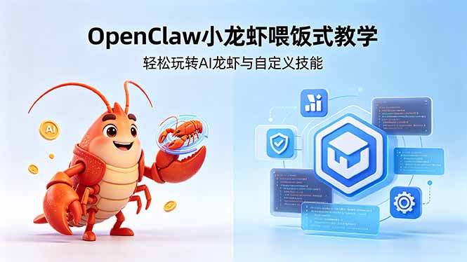 (18314期)不用懂技术!OpenClaw小龙虾喂饭式教学,轻松玩转AI龙虾与自定义技能 - 臻优资源网