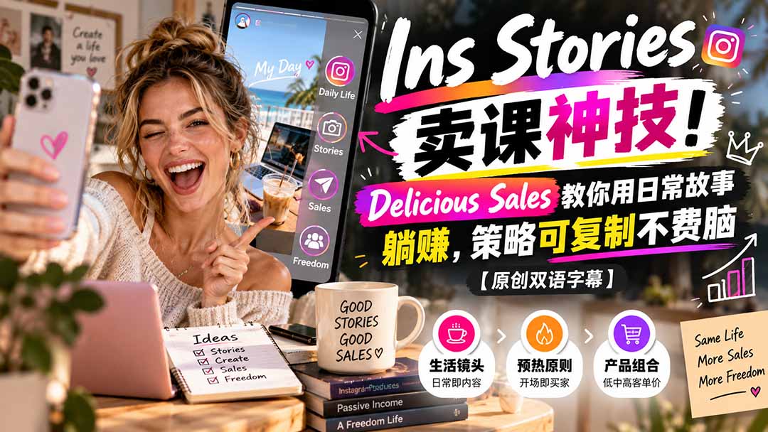 （20767期）Ins Stories 卖课神技！Delicious Sales 教你用日常故事躺赚，策略可复制不费脑【原创双语字幕】 - 臻优资源网