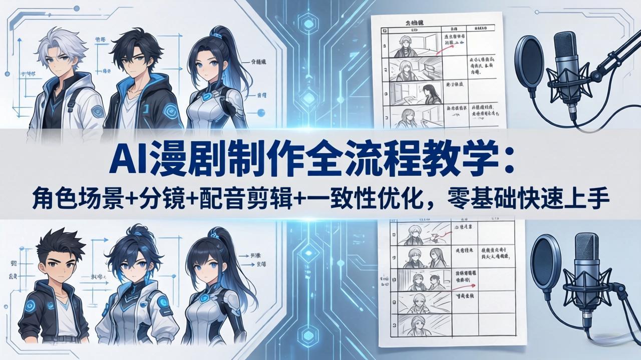 （18090期）AI漫剧制作全流程教学：角色场景+分镜+配音剪辑+一致性优化，零基础快速上手 - 臻优资源网