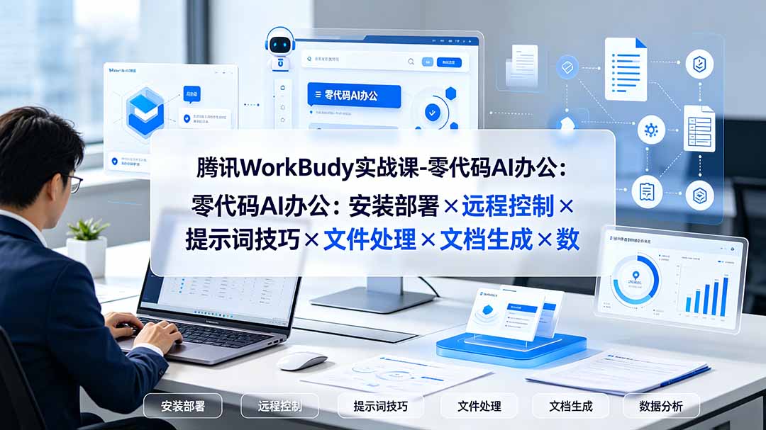（19325期）腾讯WorkBuddy实战课-零代码AI办公：安装部署×远程控制×提示词技巧×文件处理×文档生成×数据分析 - 臻优资源网