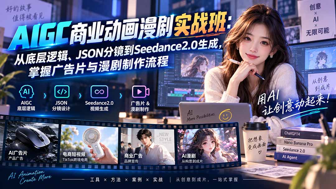 （20268期）AIGC商业动画漫剧实战班-更新：从底层逻辑、JSON分镜到Seedance2.0生成，掌握广告片与漫剧制作流程 - 臻优资源网