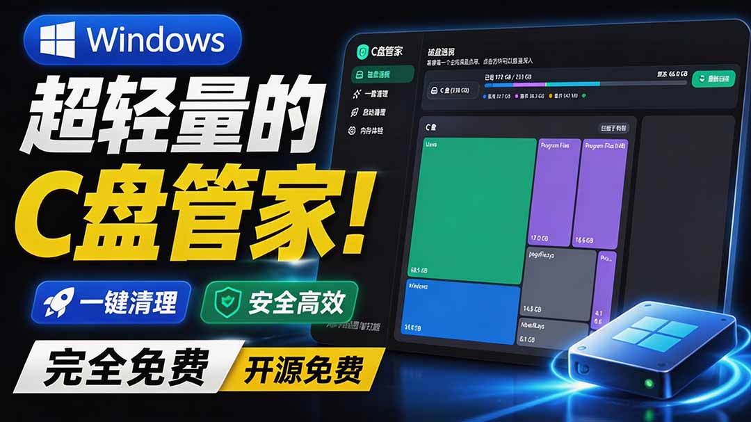 （19750期）Windows 超轻量的C盘管家！超级有特点，支持磁盘分析及清理提醒，2M大小体积，完全免费 C盘管家 - 臻优资源网