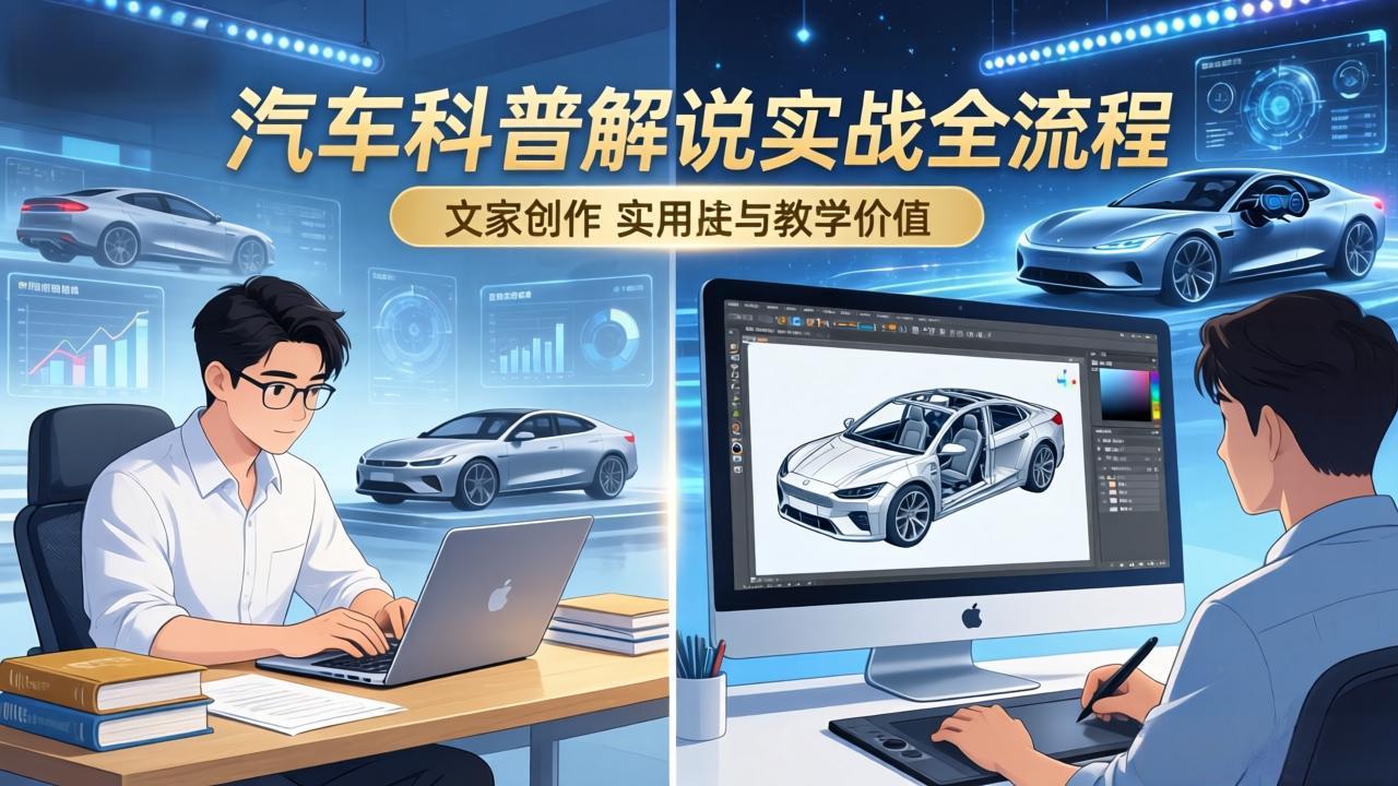 （17665期）抖音汽车科普解说实战：文案+动画+画面处理+去水印全流程，打造专业汽车科普视频 - 臻优资源网