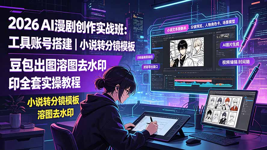 （19433期）2026AI漫剧创作实战班：工具账号搭建｜小说转分镜模板｜豆包出图溶图去水印全套实操教程 - 臻优资源网