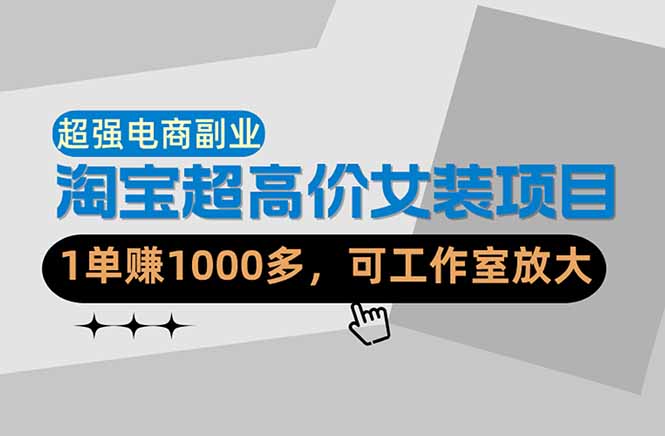 （18091期）【超强副业】淘宝超高价女装项目：1单赚1000多，可工作室放大（共52节） - 臻优资源网