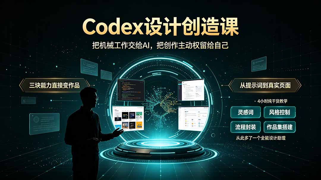（19362期）Codex设计创造课-2期，小白也能掌握的Codex设计创造技巧，把机械工作交给AI，把创作主动权留给自己 - 臻优资源网