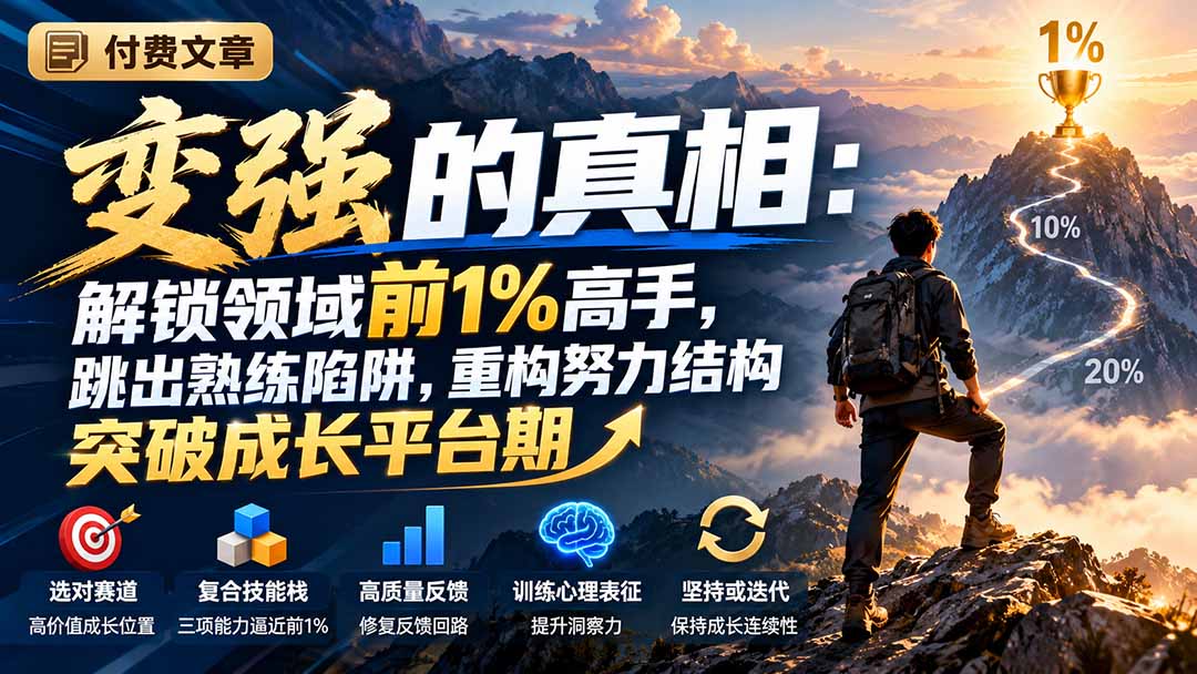 （21042期）付费文章：变强的真相：解锁领域前1%高手，跳出熟练陷阱，重构努力结构突破成长平台期 - 臻优资源网