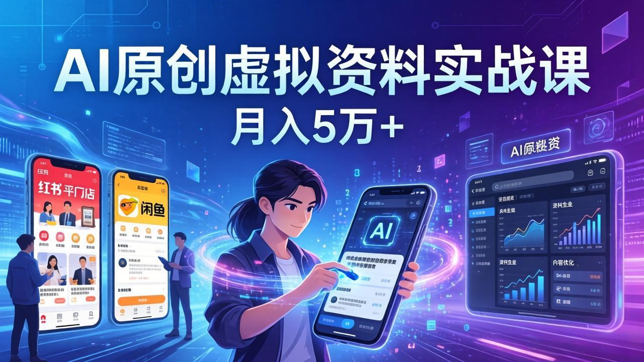 （17657期）AI原创虚拟资料实战课：2026新机会，小红书闲鱼开店，普通人用AI轻松变现，月入5万+ - 臻优资源网