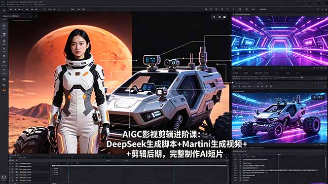 （18475期）AIGC影视剪辑进阶课：DeepSeek生成脚本+Martini生成视频+剪辑后期，完整制作AI短片 - 臻优资源网