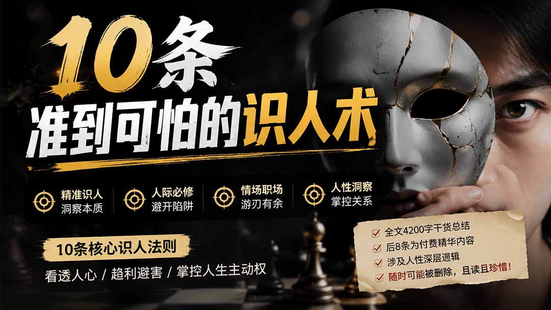（19751期）付费文章：分享10条准到可怕的识人术术，希望能帮到大家。 - 臻优资源网