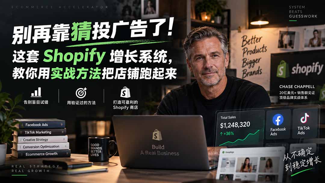 （20367期）别再靠猜投广告了！这套 Shopify 增长系统，教你用实战方法把店铺跑起来【原创双语字幕】 - 臻优资源网
