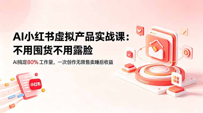 （18818期）AI小红书虚拟产品实战课-更新：不用囤货不用露脸，AI搞定80%工作量，一次创作无限售卖睡后收益 - 臻优资源网
