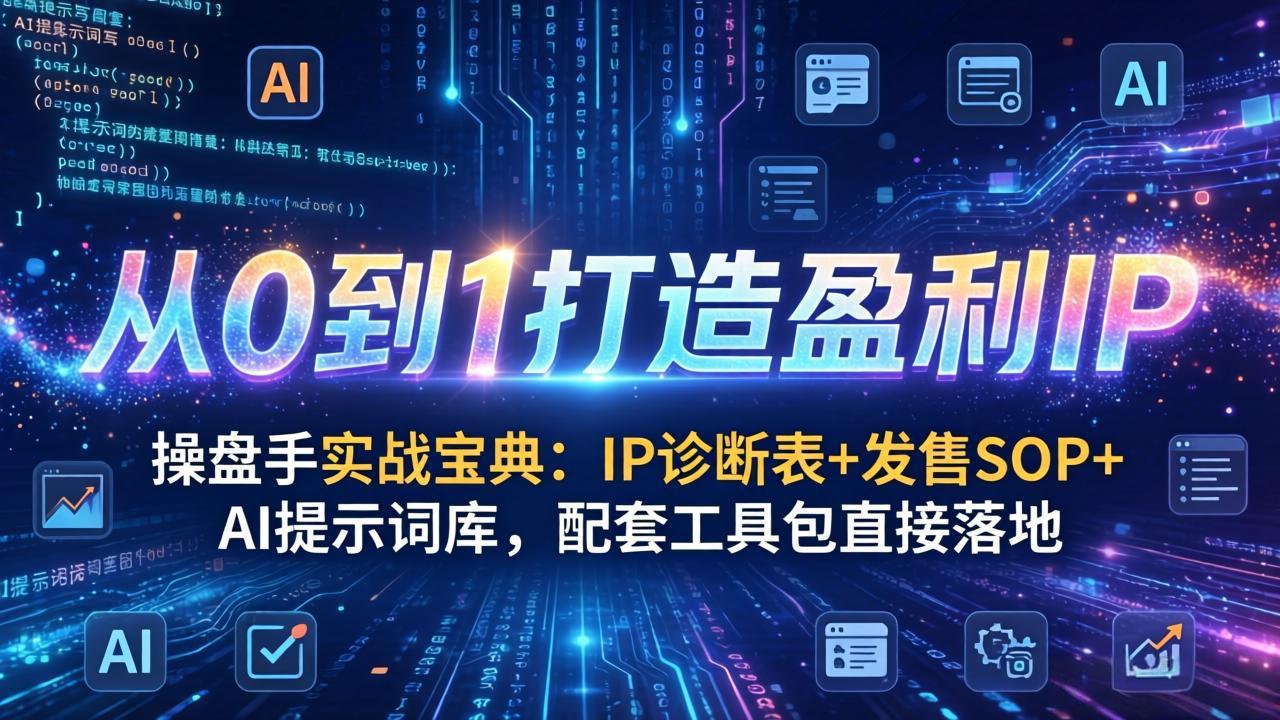 （17593期）操盘手实战宝典：IP诊断表+发售SOP+AI提示词库，配套工具包直接落地，从0到1打造盈利IP - 臻优资源网