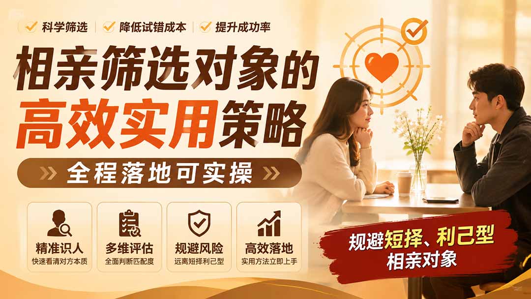 （19727期） 付费文章：相亲筛选对象的高效实用策略，全程落地可实操，规避短择、利己型相亲对象 - 臻优资源网