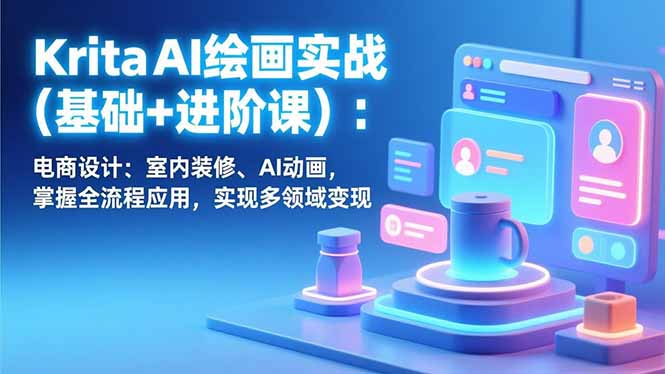 （17023期）Krita AI绘画实战(基础+进阶课)：电商设计、室内装修、AI动画，掌握全流程应用，实现多领域变现 - 臻优资源网
