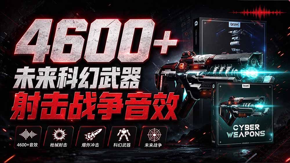 （20696期）顶级音效合集！4600+种未来科幻武器开枪射击战斗音效素材合集，全部中文汉化 Boom Library – Cyber W - 臻优资源网