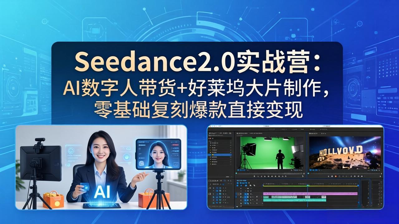 （18238期）Seedance2.0实战营：AI数字人带货+好莱坞大片制作，零基础复刻爆款直接变现 - 臻优资源网