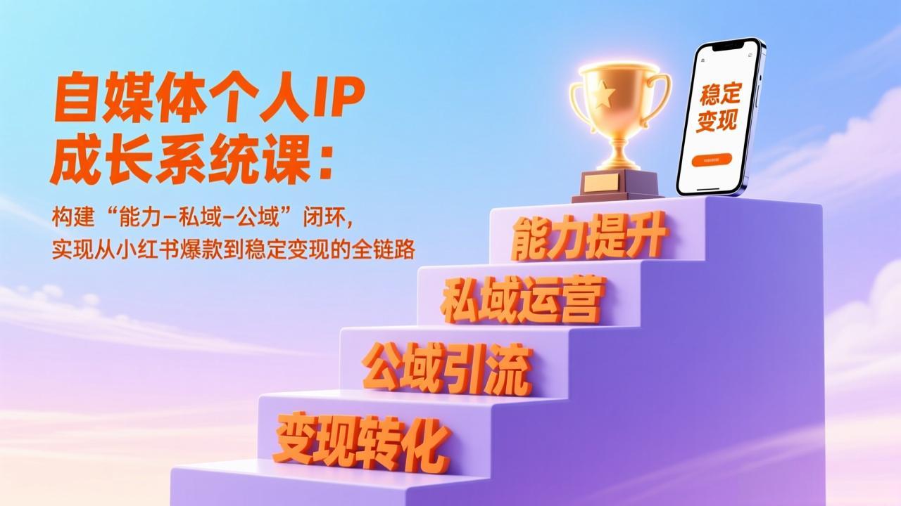 （17192期）自媒体个人IP成长系统课：构建“能力-私域-公域”闭环，实现从小红书爆款到稳定变现的全链路 - 臻优资源网