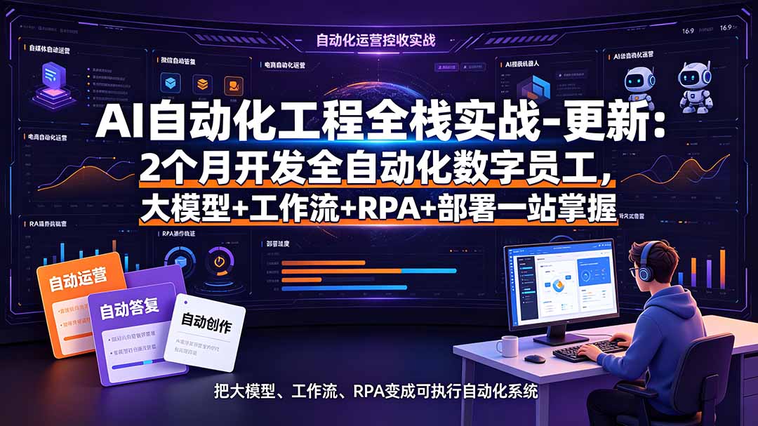 （19279期）AI自动化工程全栈实战-更新：2个月开发全自动化数字员工，大模型+工作流+RPA+部署一站式掌握 - 臻优资源网