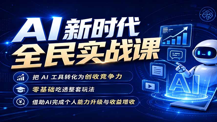 （19519期）AI新时代全民实战课，把 AI 工具转化为创收竞争力，零基础吃透整套玩法，借助AI完成个人能力升级与收益增收。 - 臻优资源网