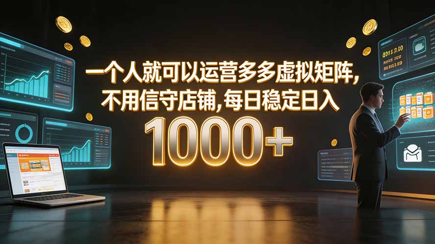 （19622期）一个人就可以运营多多虚拟矩阵，不用值守店铺，每日稳定日入 1000+ - 臻优资源网