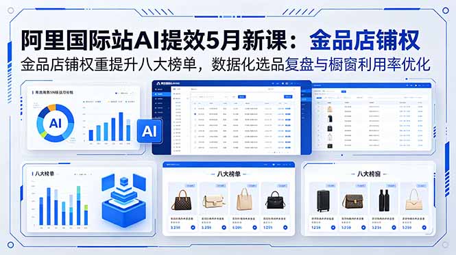 （18556期）阿里国际站AI提效5月新课：金品店铺权重提升八大榜单，数据化选品复盘与橱窗利用率优化 - 臻优资源网