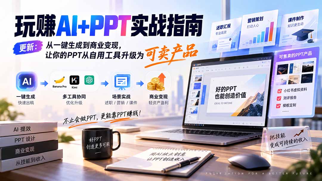 （20247期）玩赚AI+PPT实战指南-更新5月13：从一键生成到商业变现，让你的PPT从自用工具升级为可卖产品 - 臻优资源网